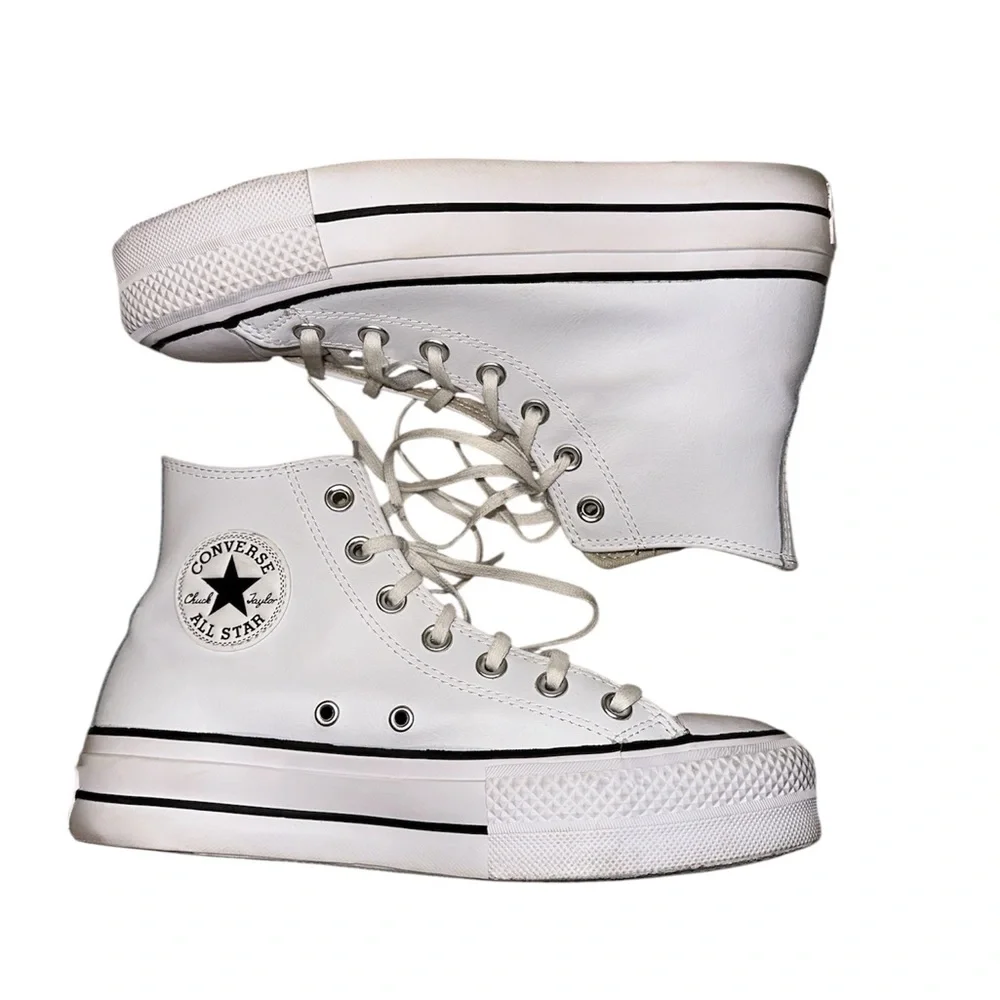 Converse | White Leather High-Top Sneakers - Picture 3 of 4